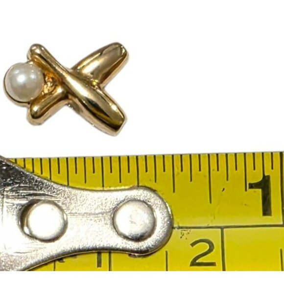 Vintage Swank Tie Tack Bowling Pins Cultured Pearl Ball Gold Tone Original Box - Picture 6 of 6